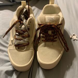 Vans Cream Athletic Shoes with Multicolor Laces